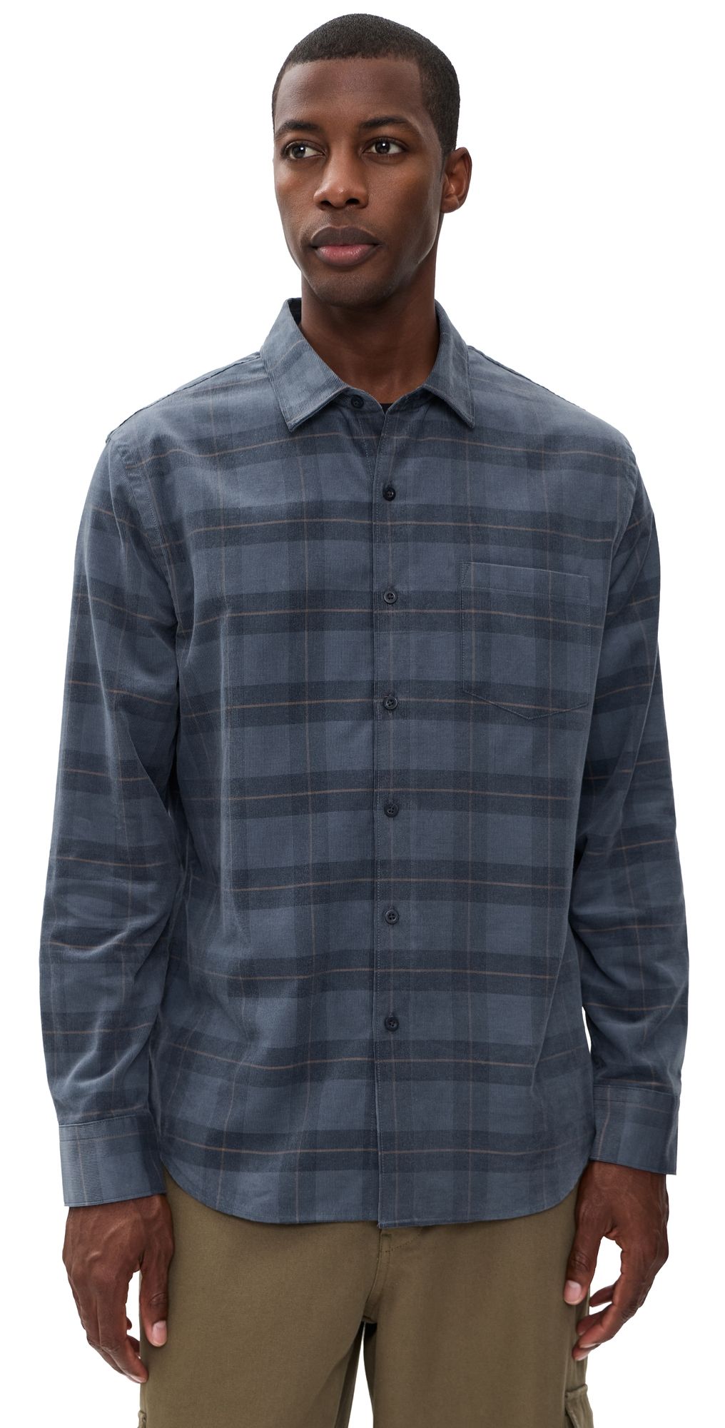 Vince Corduroy Hamilton Plaid Long Sleeve Late Evening Combo M
