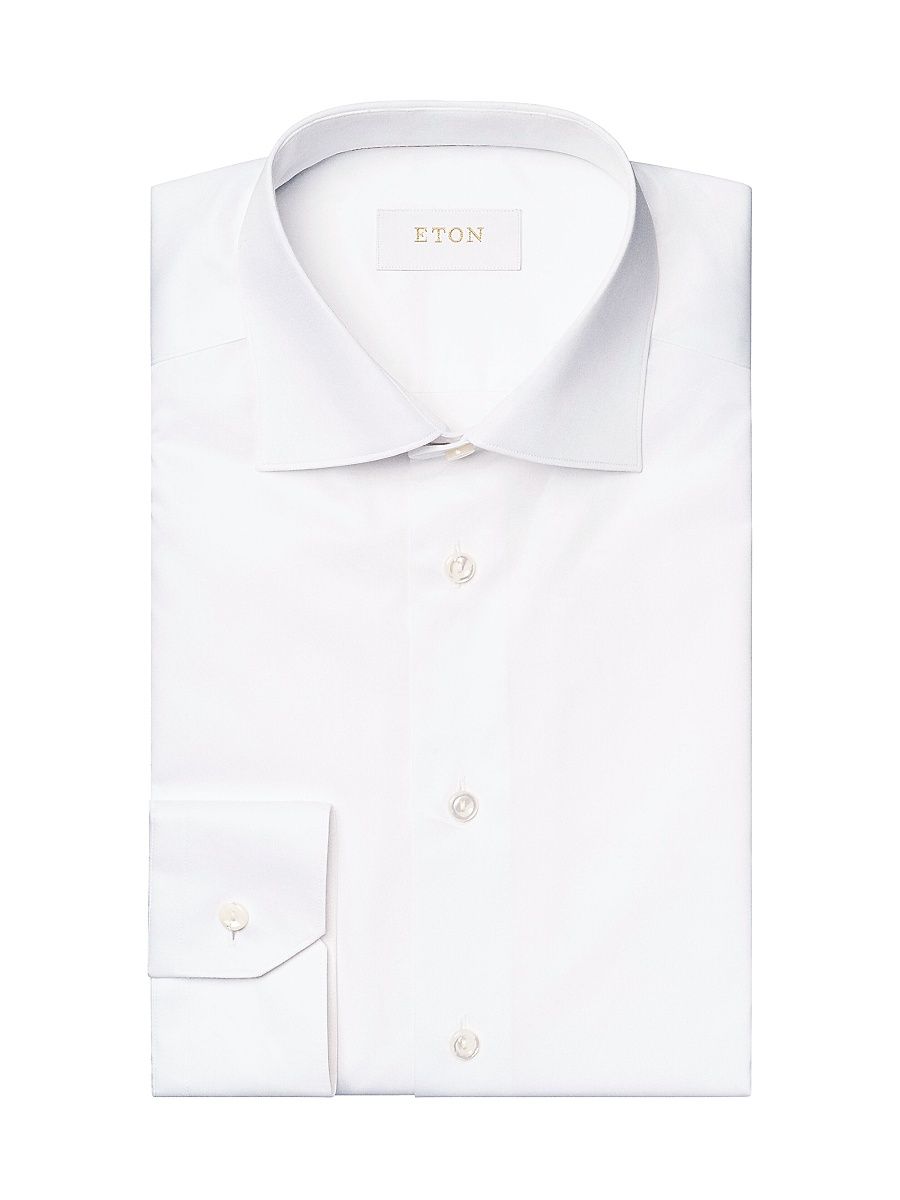 Men's Contemporary-Fit Elevated Twill Dress Shirt - White - Size 18
