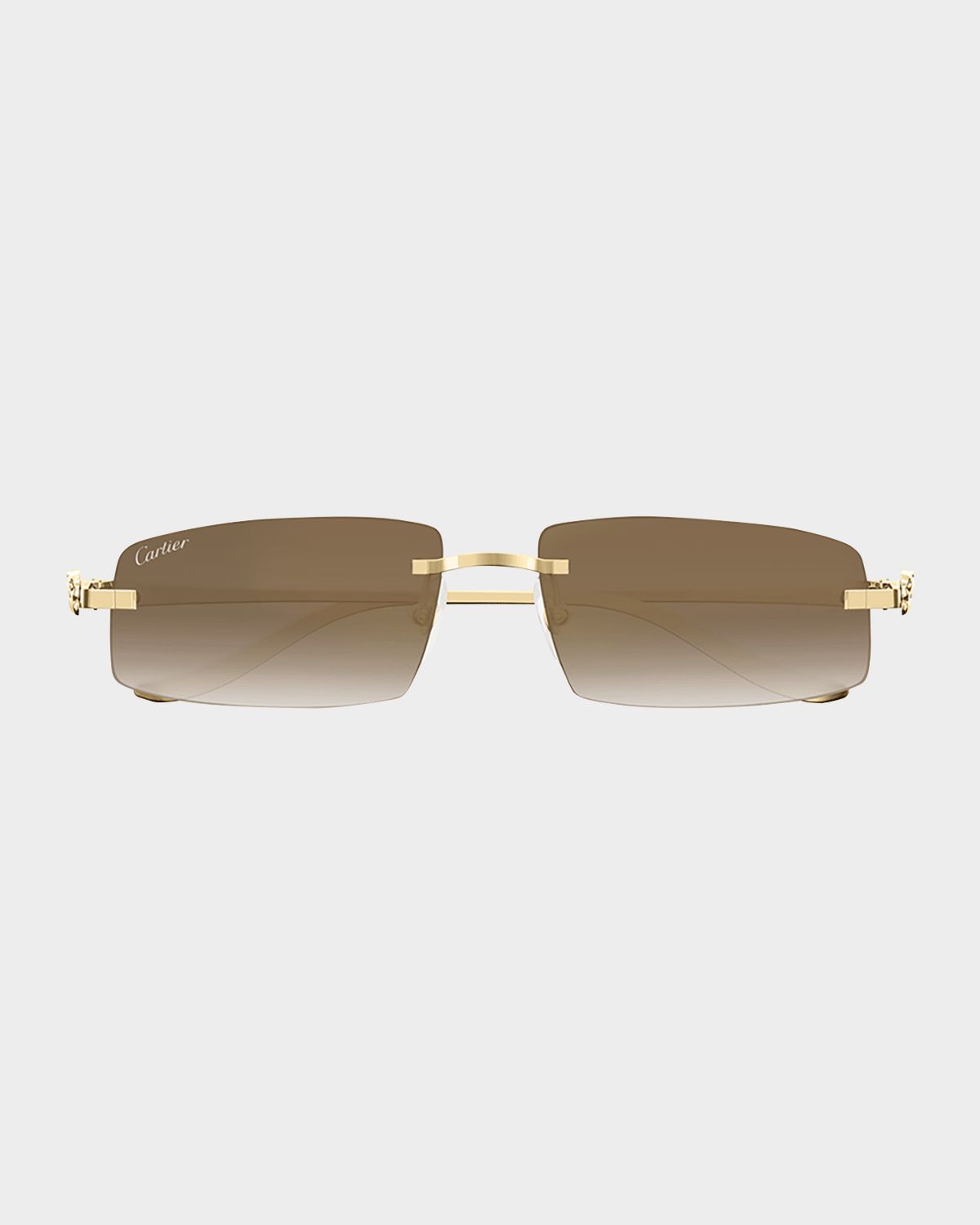 Panthère Rimless Rectangular Sunglasses in Gold Metal