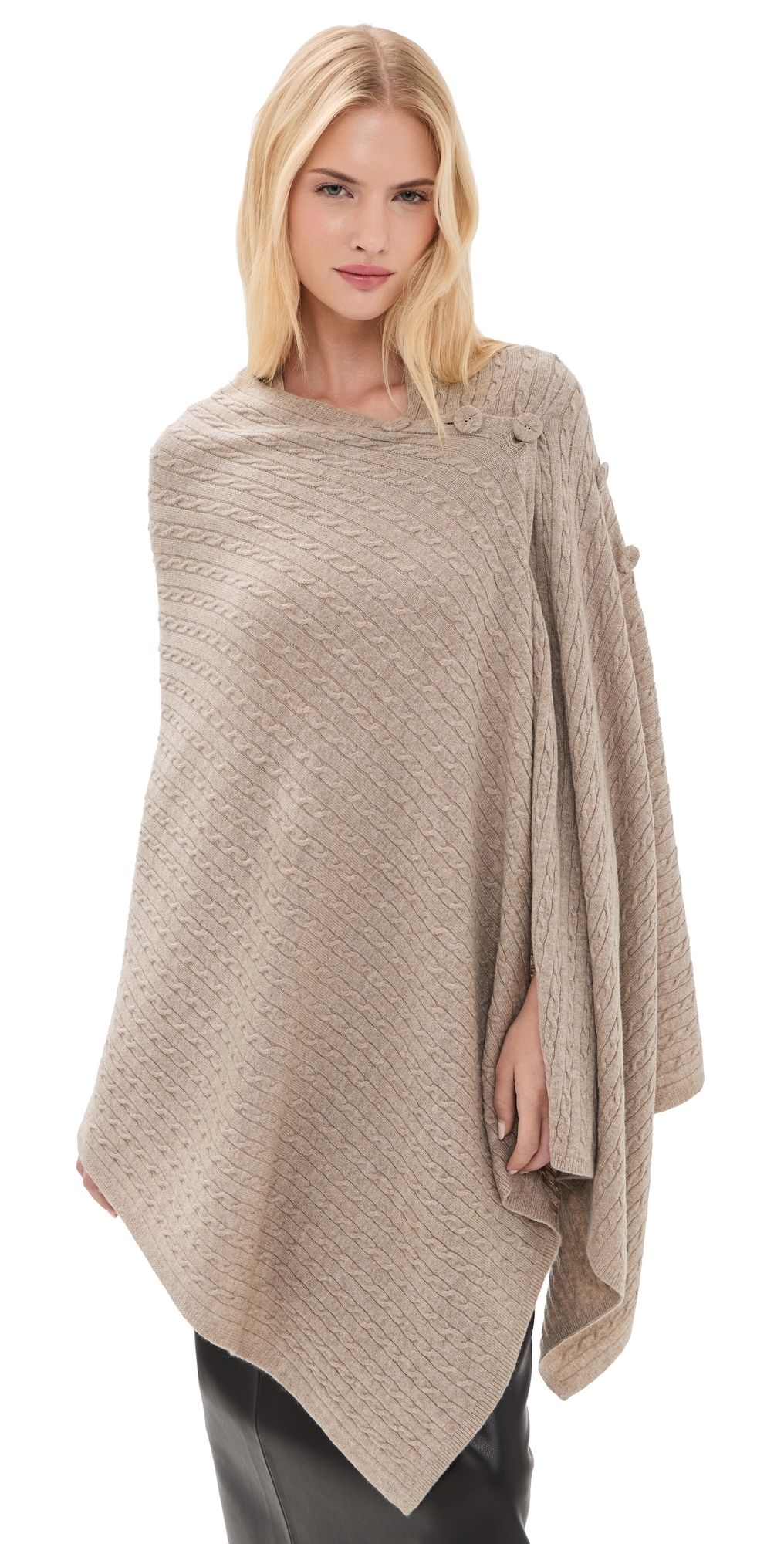 By Malene Birger Liza Wool Cape Grey Brown Melange One Size
