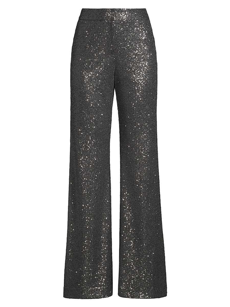 Women's Sandra Flared Sequin Pants - Pewter - Size 6