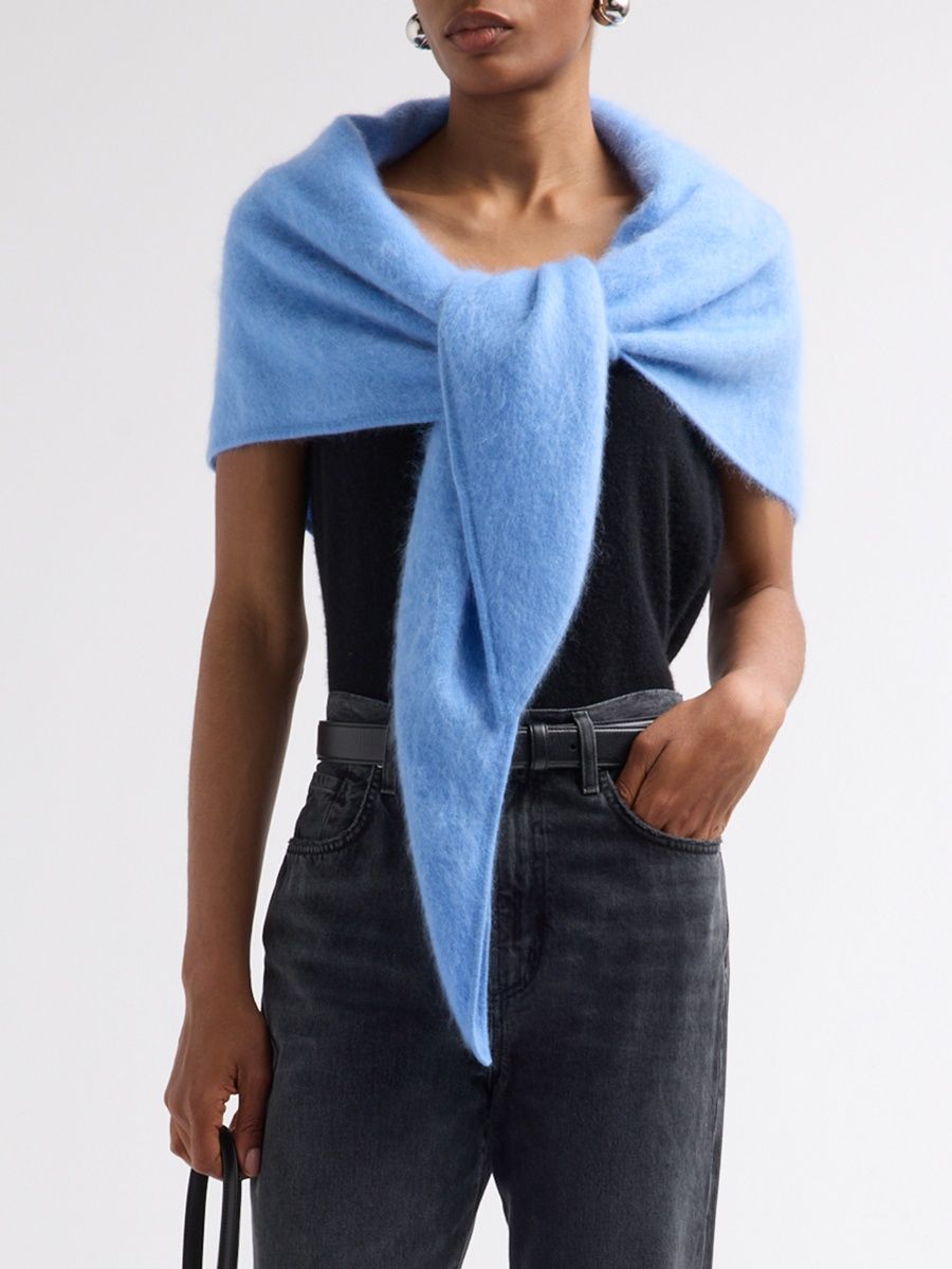 Lisa Yang Women's Brushed Cashmere Bandana Scarf - Azure Brushed