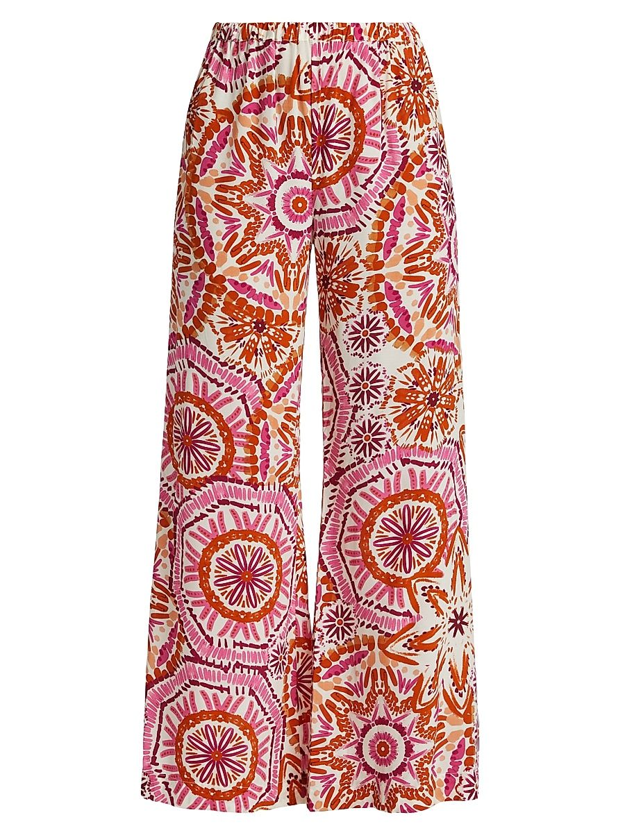 Women's Devon Sunburst Print Wide-Leg Pants - Sunburst Medallion Pink - Size Large