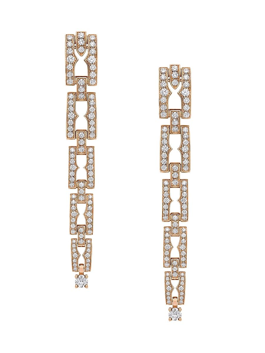 Women's B. zero1 18K Rose Gold & 1.41 TCW Diamond Chain Earrings - Pink Gold
