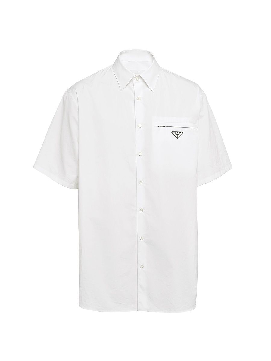 Men's Short-Sleeved Cotton Shirt - White - Size Medium