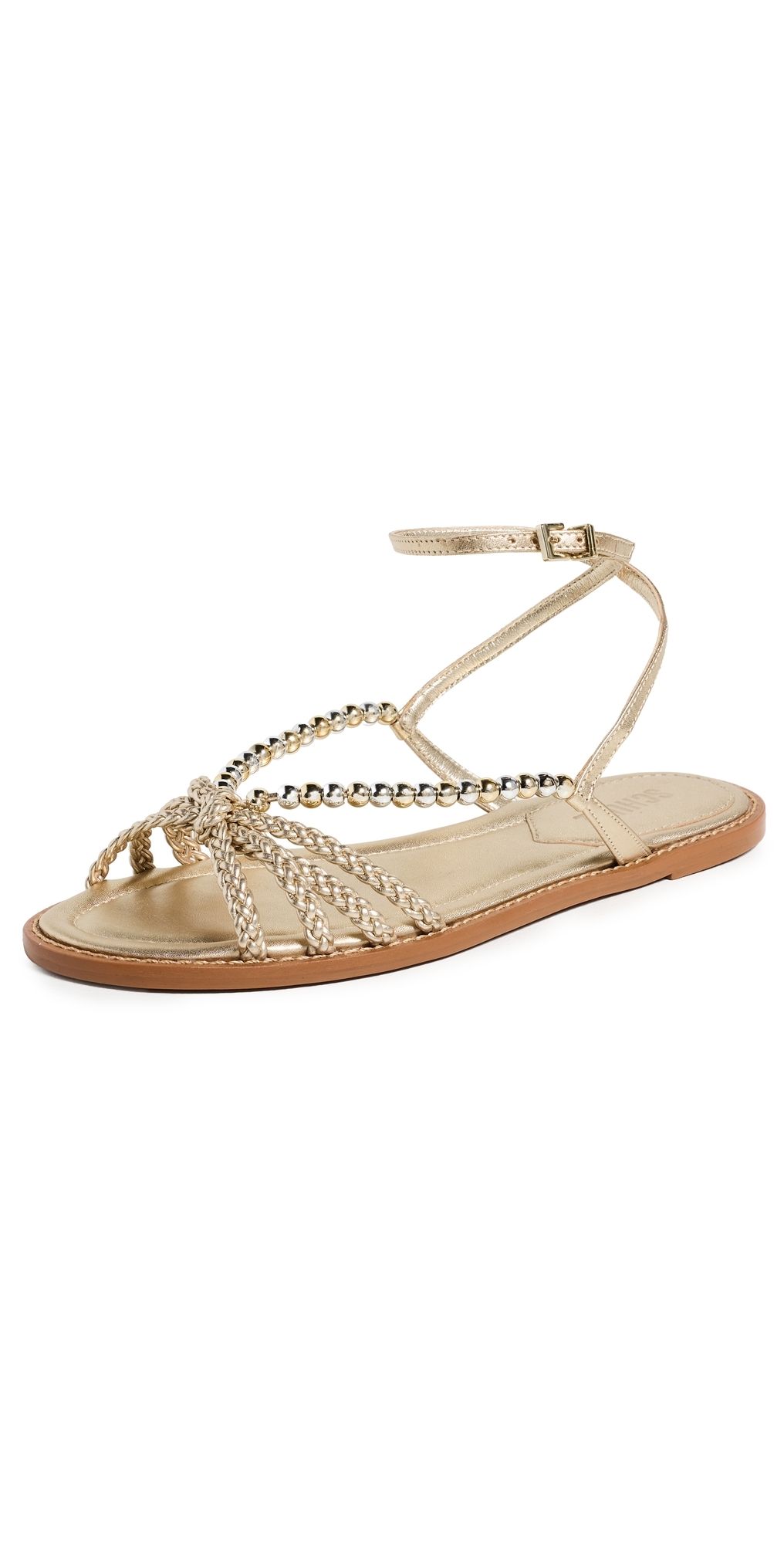Schutz Adele Glam Flat Sandals Platina 5