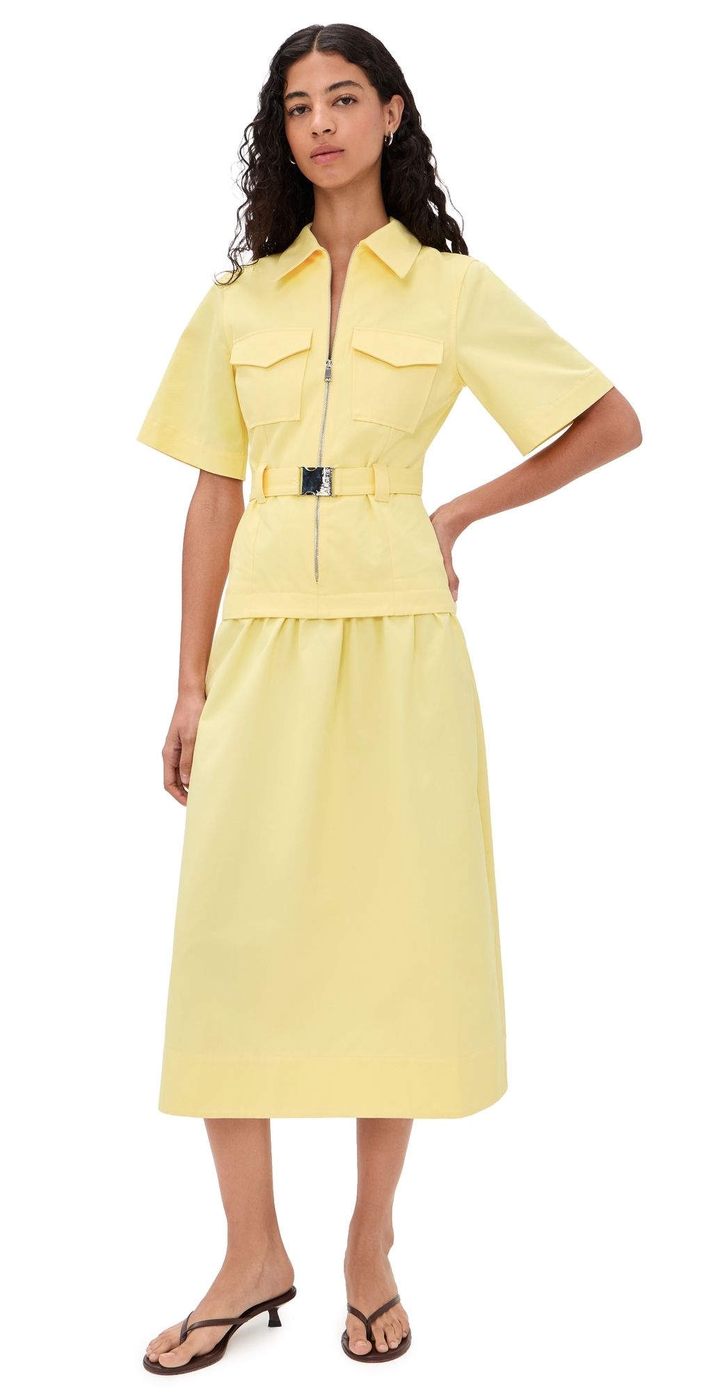 ALIGNE Pearl Belted Dress Butter Yellow 16