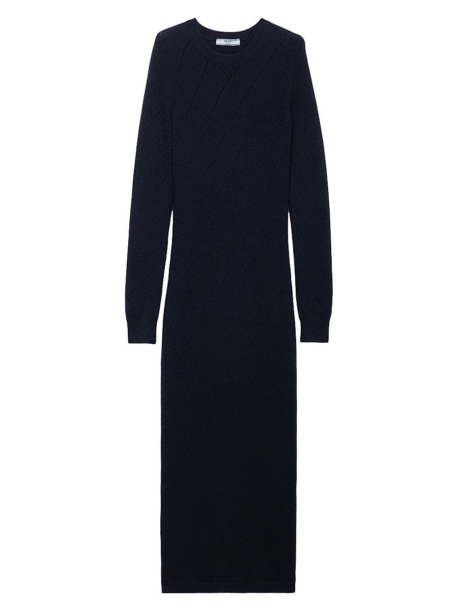 Women's Openwork Cashmere Knit Dress - Blue - Size 10