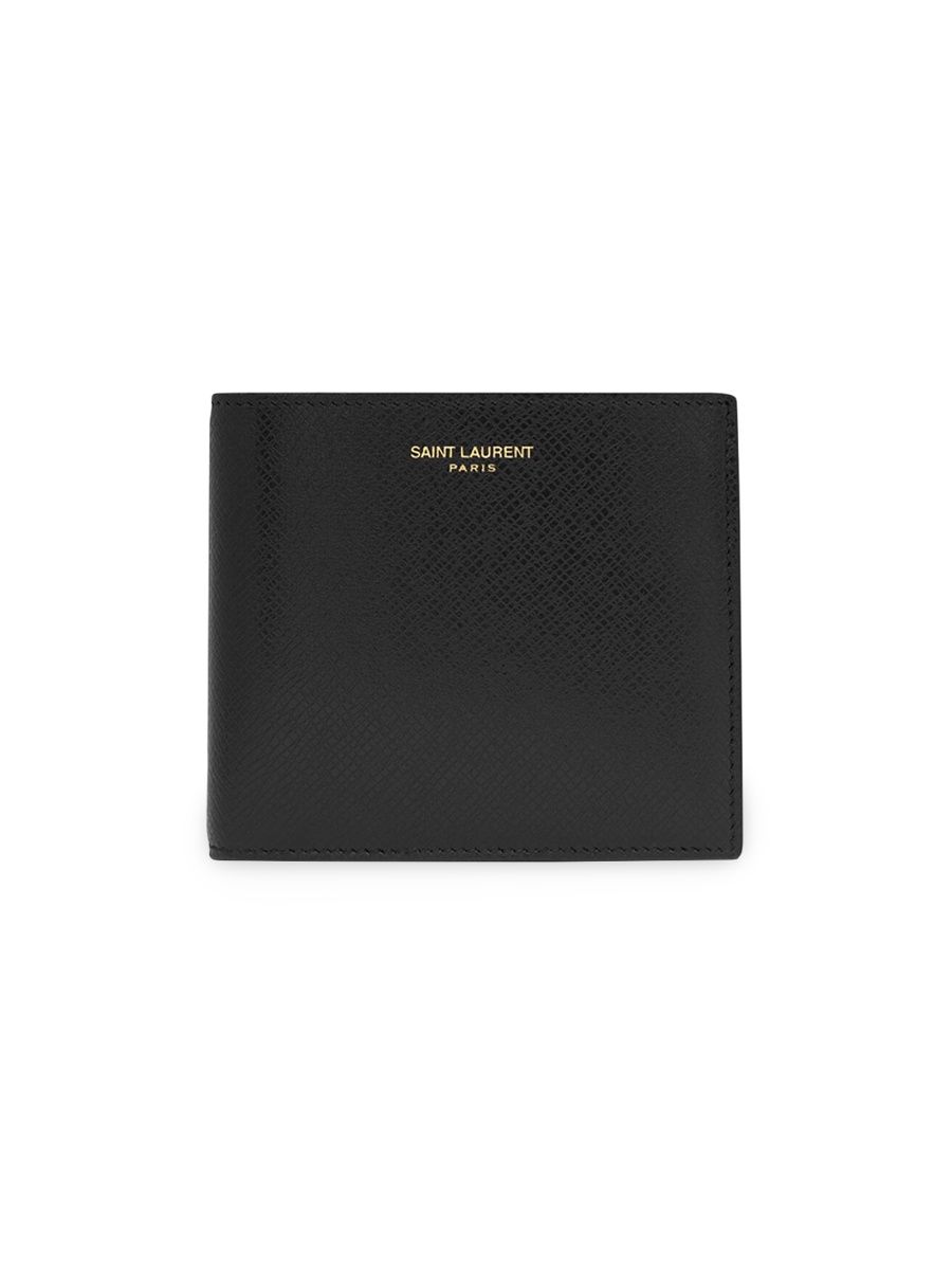 Saint Laurent Men's Eastwest Wallet In Coated Bark Leather - Black
