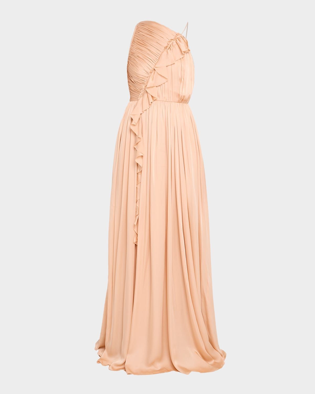 Aisha Asymmetric Silk Chiffon Gown