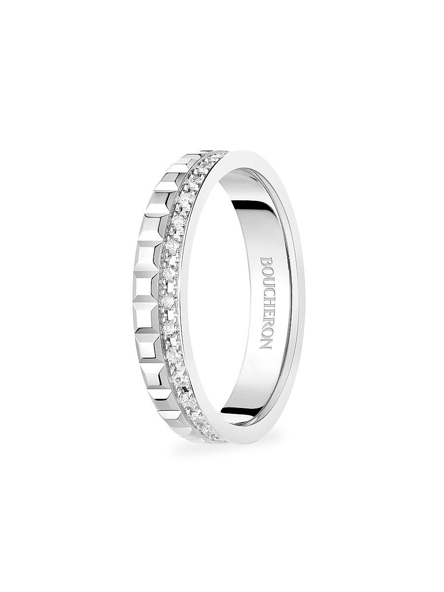 Women's Quatre Radiant Edition Clou De Paris 18K White Gold & 0.24 TCW Diamond Wedding Band - White Gold - Size 6.75