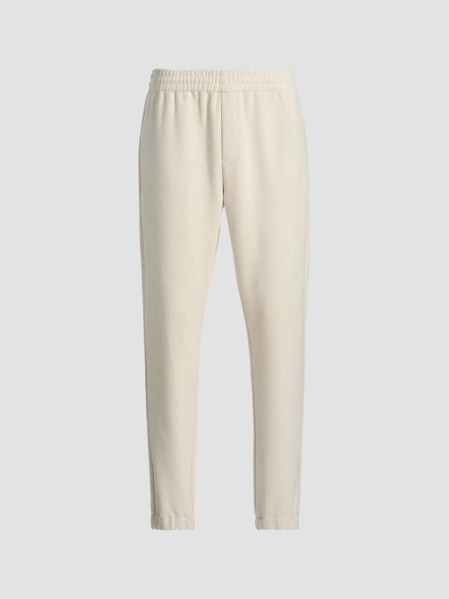 Men Noah Faux-Suede Jogger Pants - Ivory - Size Large