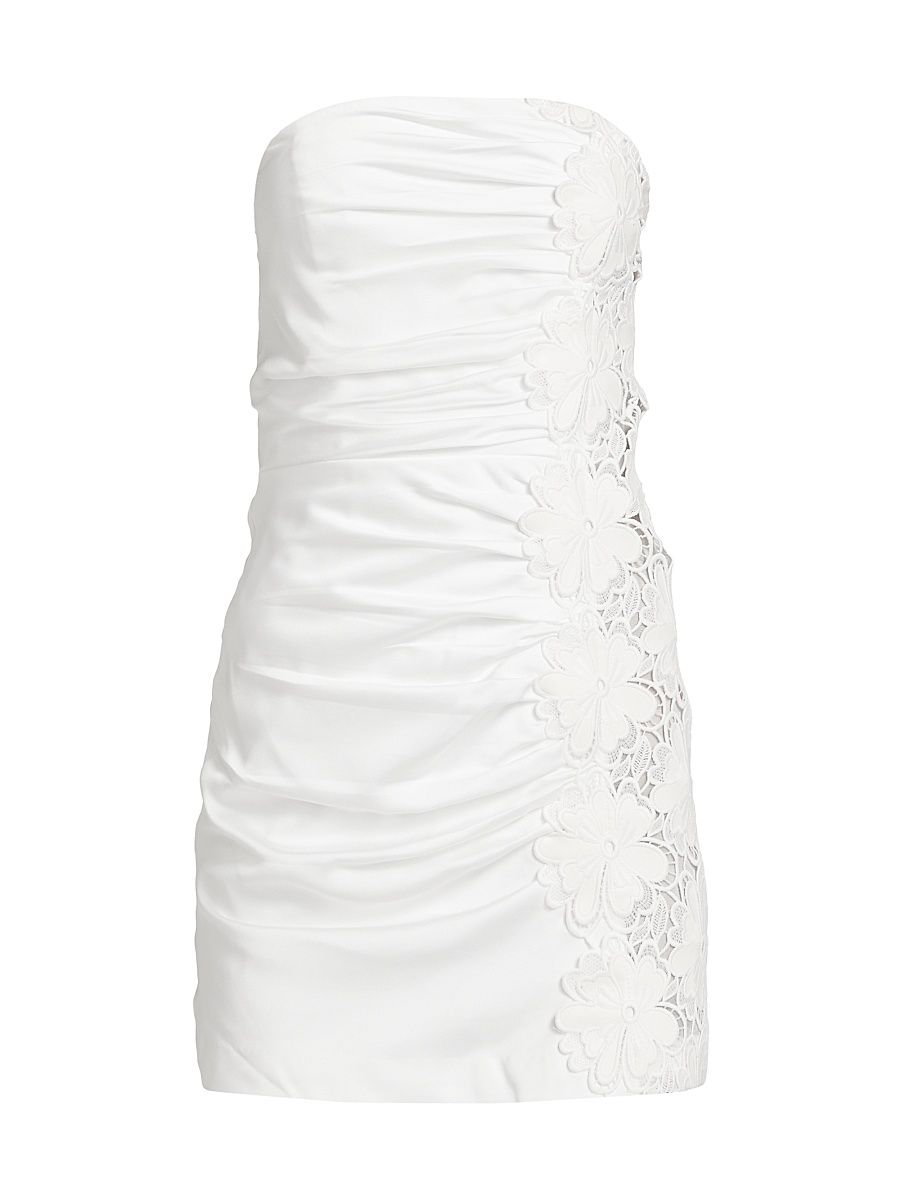 Women's Dalary Embroidered Lace Strapless Minidress - Ivory Floral Embellished - Size 12
