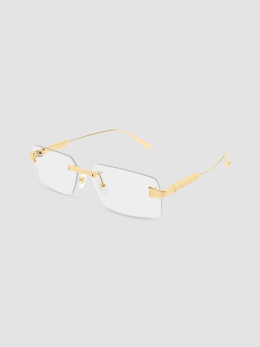 Cartier Men's Santos De Cartier 59MM Platinum-Plated Rimless Rectangular Eyeglasses - Gold