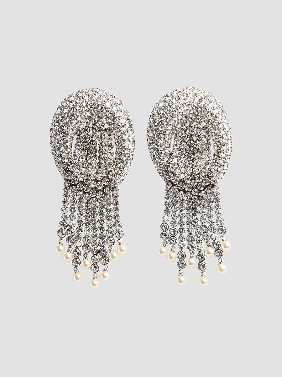 Valentino Women's Kabarett Earrings in Metal and Crystal - Palladium