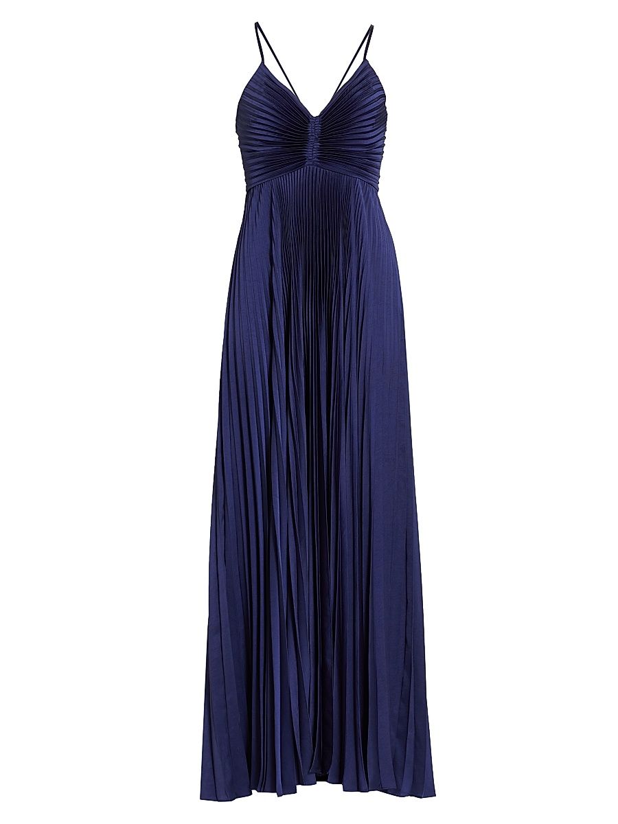 Women's Aries Floor-Length Pleated Gown - Riviera - Size 10