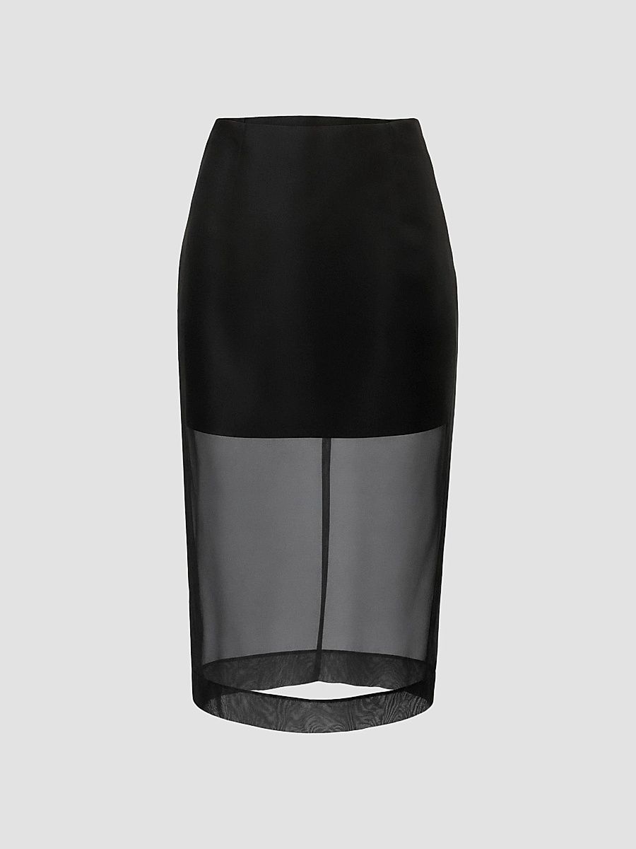 Women's Silk Semi-Sheer Skirt - Black - Size 10