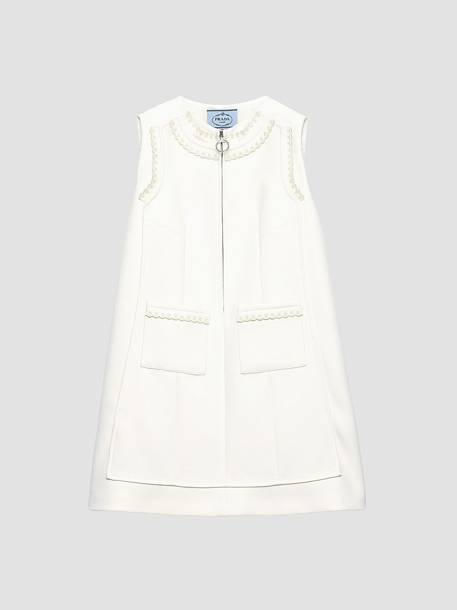 Women's Embroidered Natté Fabric Mini Dress - White - Size 10