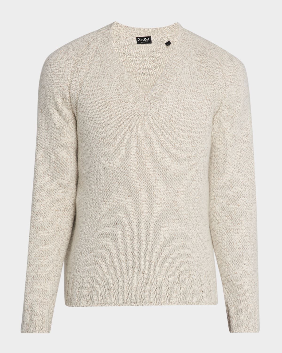 Men & apos;s Cashmere and Wool Chunky Knit V-Neck Sweater
