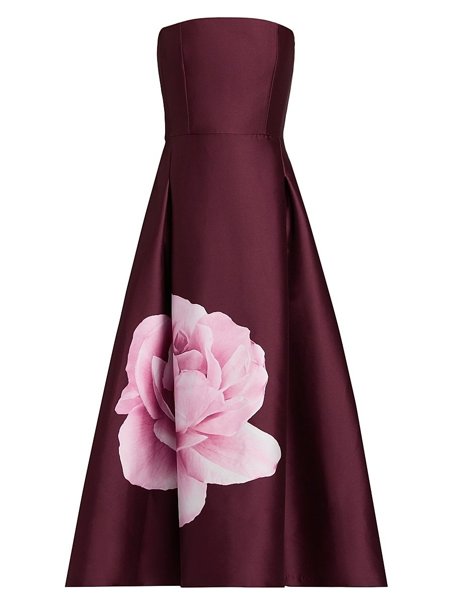 Women's Shay Strapless Tea-Length Dress - Bordeaux Esperance - Size 0