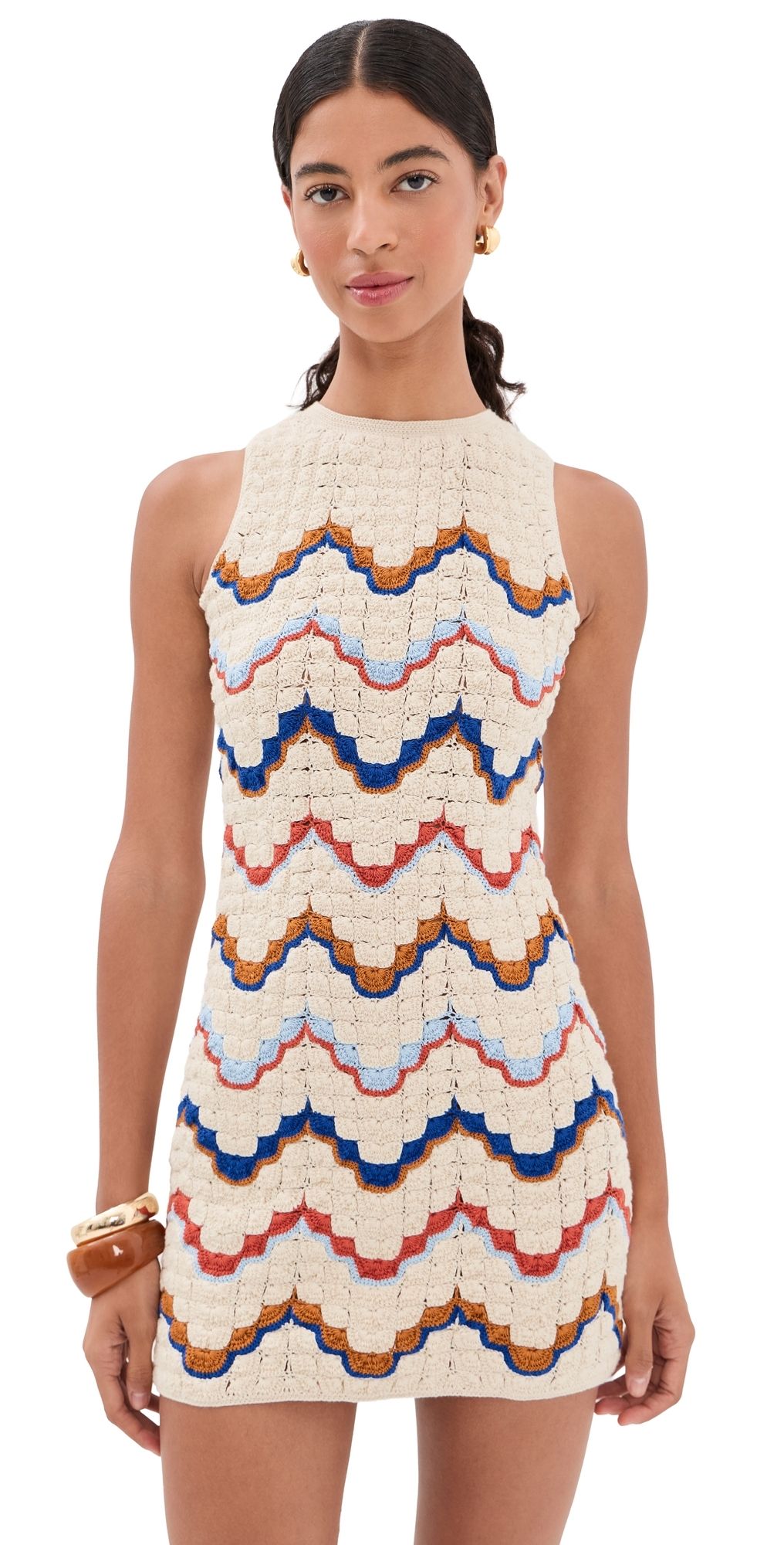 ESCVDO Alma Sleeveless Mini Dress Ivory/Multi S