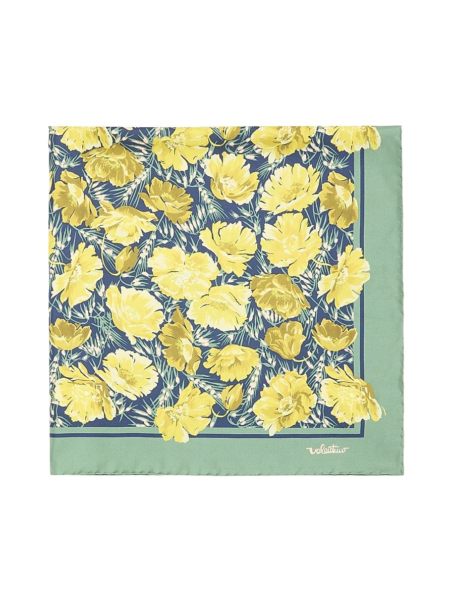 Women's Apres L'hiver Poppies Silk Scarf - Green Multicolor