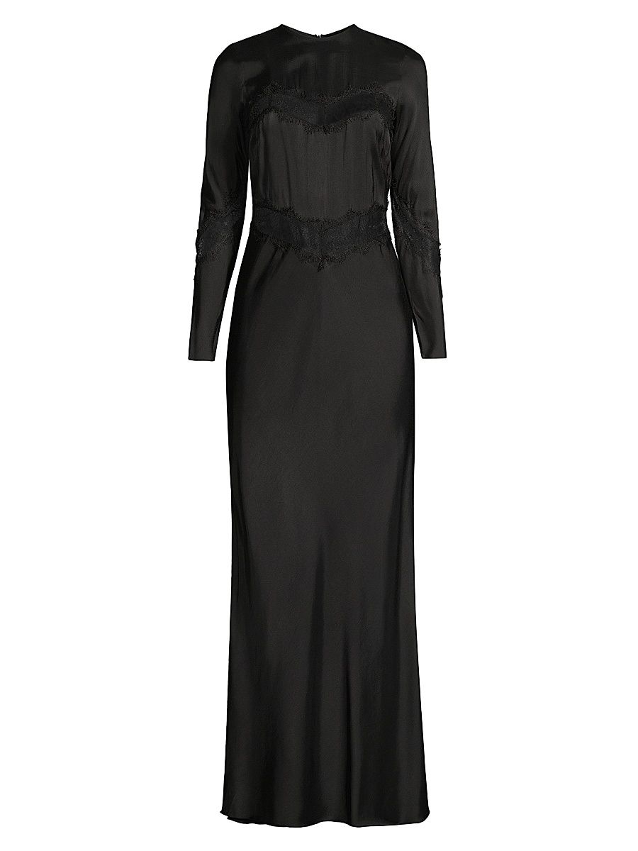 Women's Spencer Satin & Lace Maxi Dress - Black - Size 6