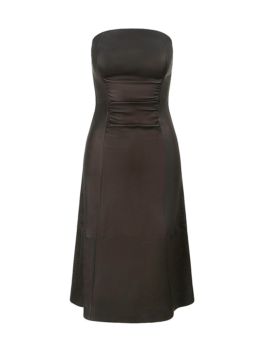 Women's Bowery Leather Strapless Midi-Dress - Tiramisu - Size 2