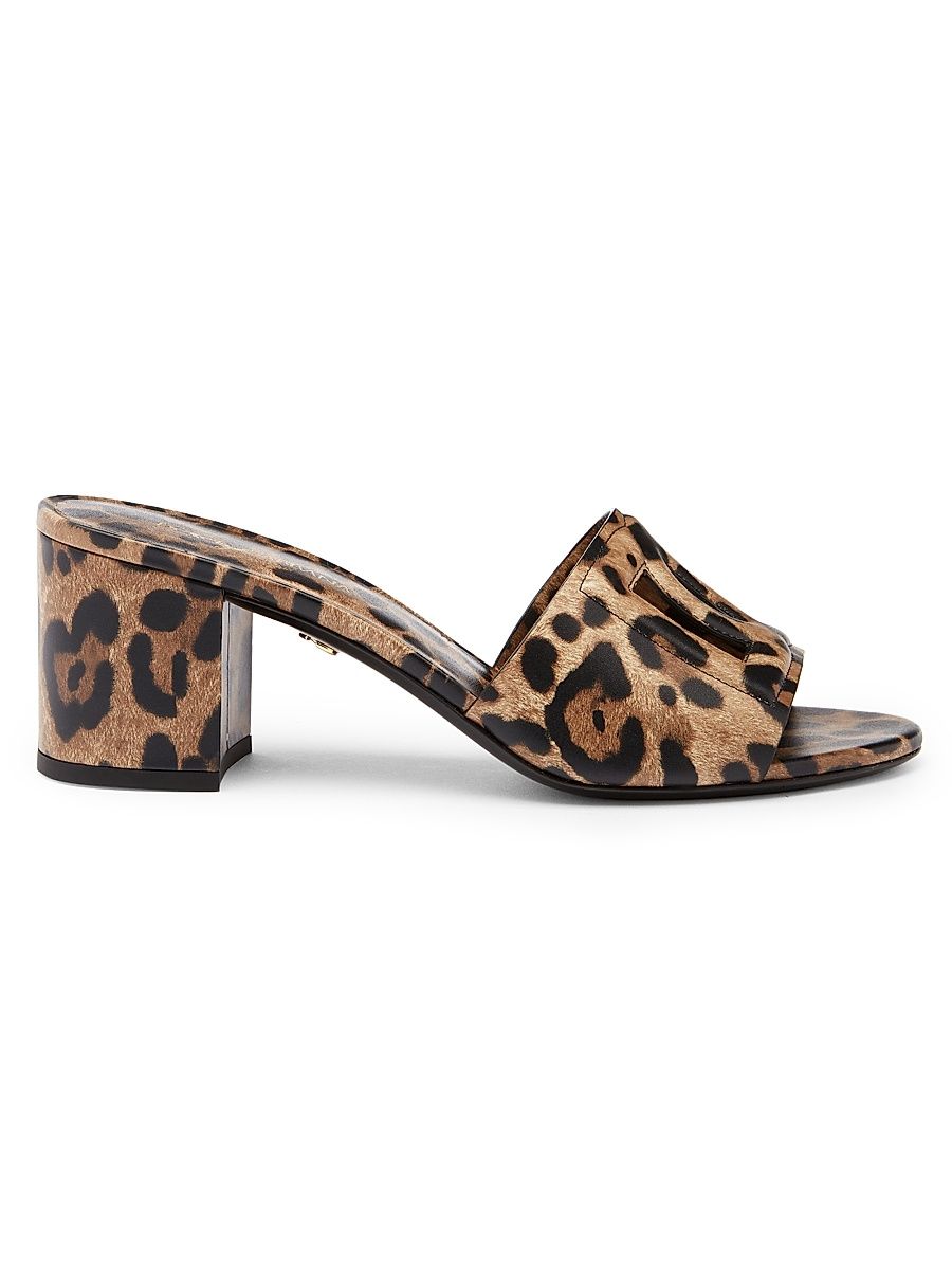Women's 60MM Logo Leopard-Print Leather Sandals - Leo New - Size 6
