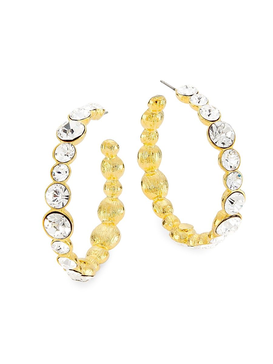 Women's Goldtone & Crystal Hoop Earrings - Crystal