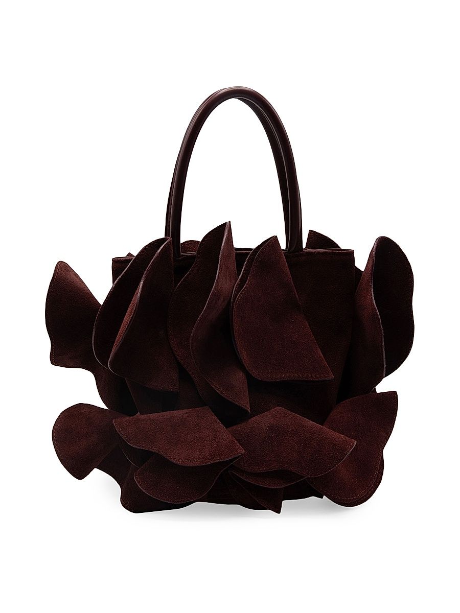Women's Flower Suede Bag - Merlot
