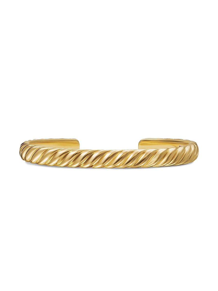 Men's Sculpted Cable Cuff Bracelet in 18K Yellow Gold, 7MM - Gold - Size Medium