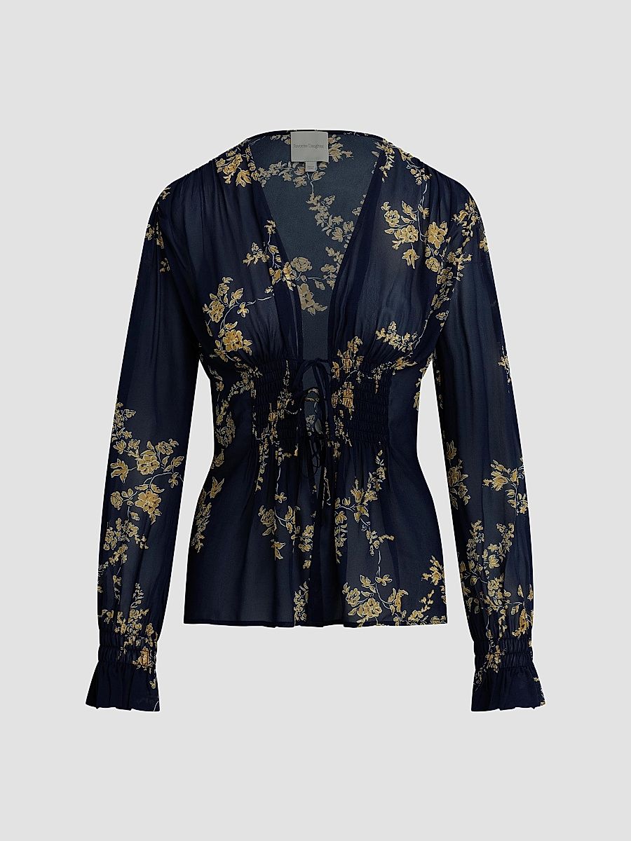 Women's The One Last Time Top - Navy Vine Floral - Size Large
