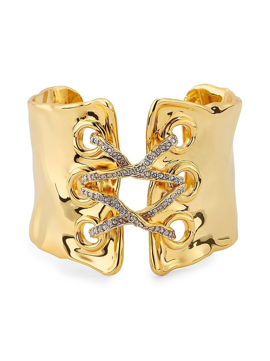Women's Solanales Lace-Up 14K-Gold-Plated & Crystal Cuff Bracelet - Gold