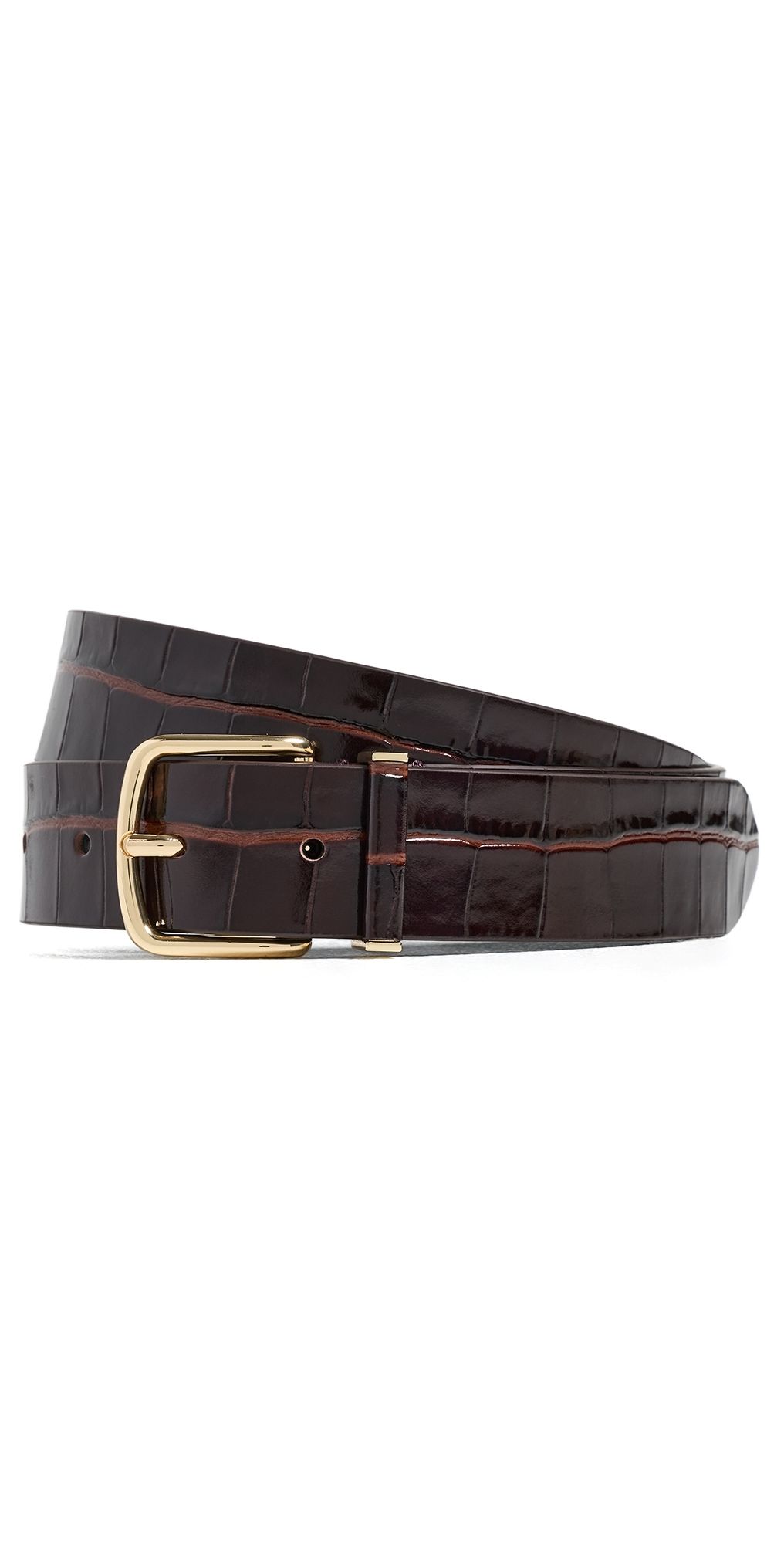 Vince Ellie Leather Croc Belt Black Rose XS
