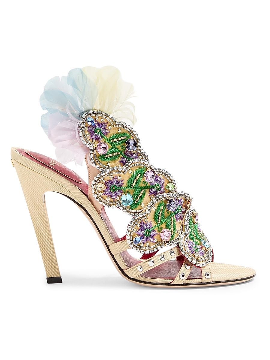 Women's Dans Le Foyer 105MM Sandals in Moiré Fabric - Multicolored - Size 9