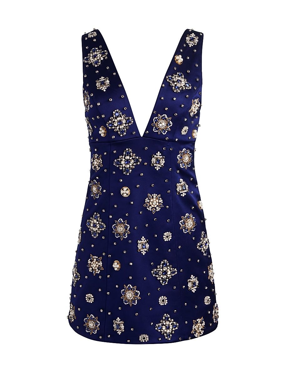 Women's Mandy Embellished Minidress - Midnight Blue - Size 12