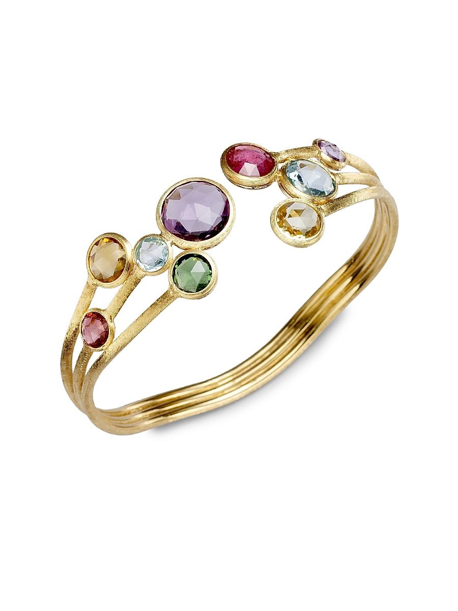Women's Jaipur Semi-Precious Multi-Stone & 18K Yellow Gold Three-Row Cuff Bracelet - Gold Multi