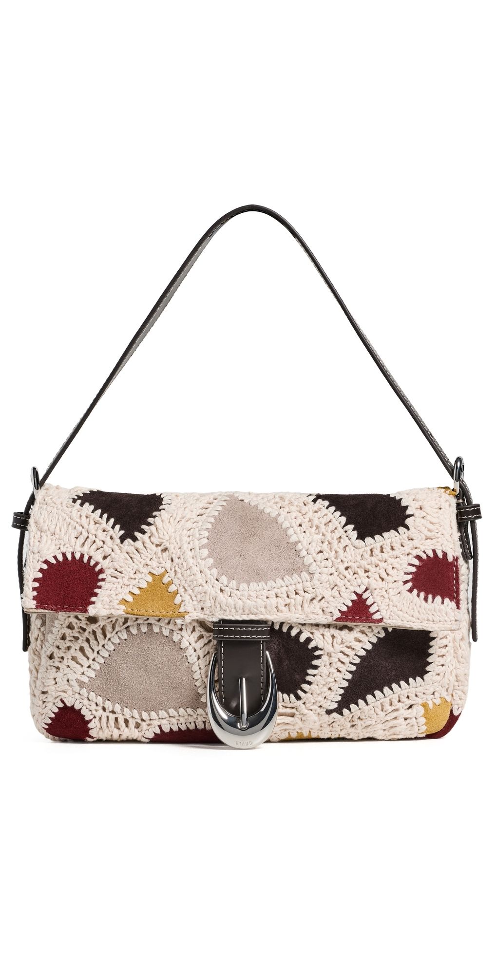 STAUD Harlow Shoulder Bag Suede Patchwork One Size