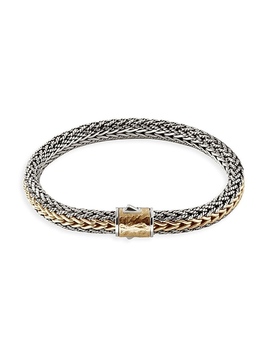 Men's Two-Tone Reversible Chain Bracelet - Silver Gold - Size Large