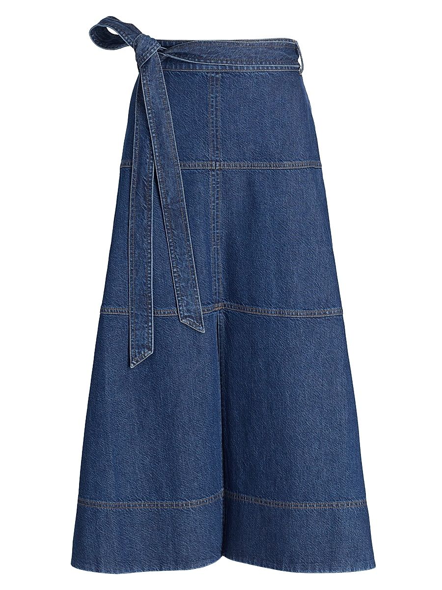 Women's Hudley Tie-Waist Denim Midi-Skirt - Classic Indigo Blue - Size 14