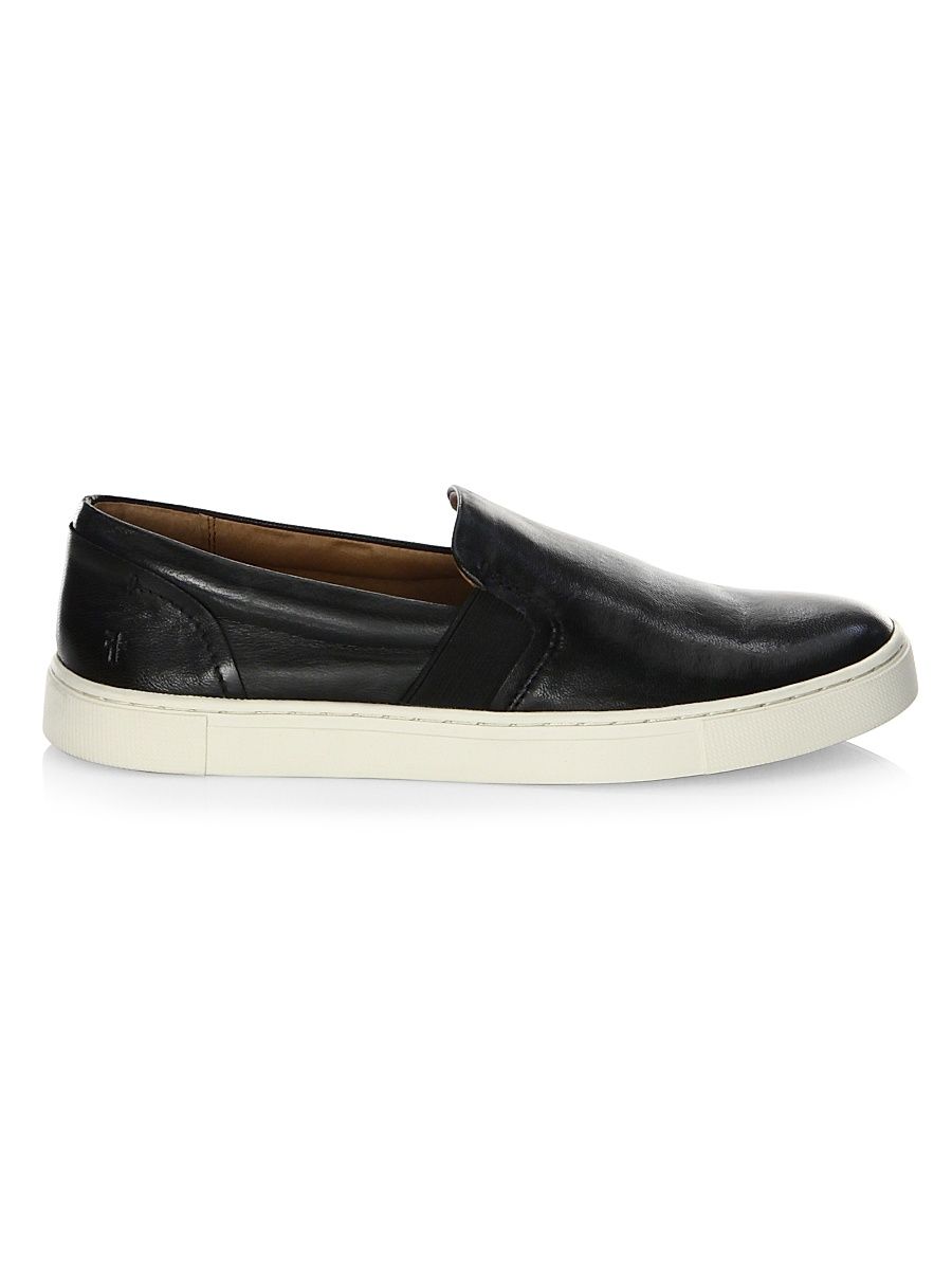 Women's Ivy Slip-On Leather Sneakers - Black - Size 9.5