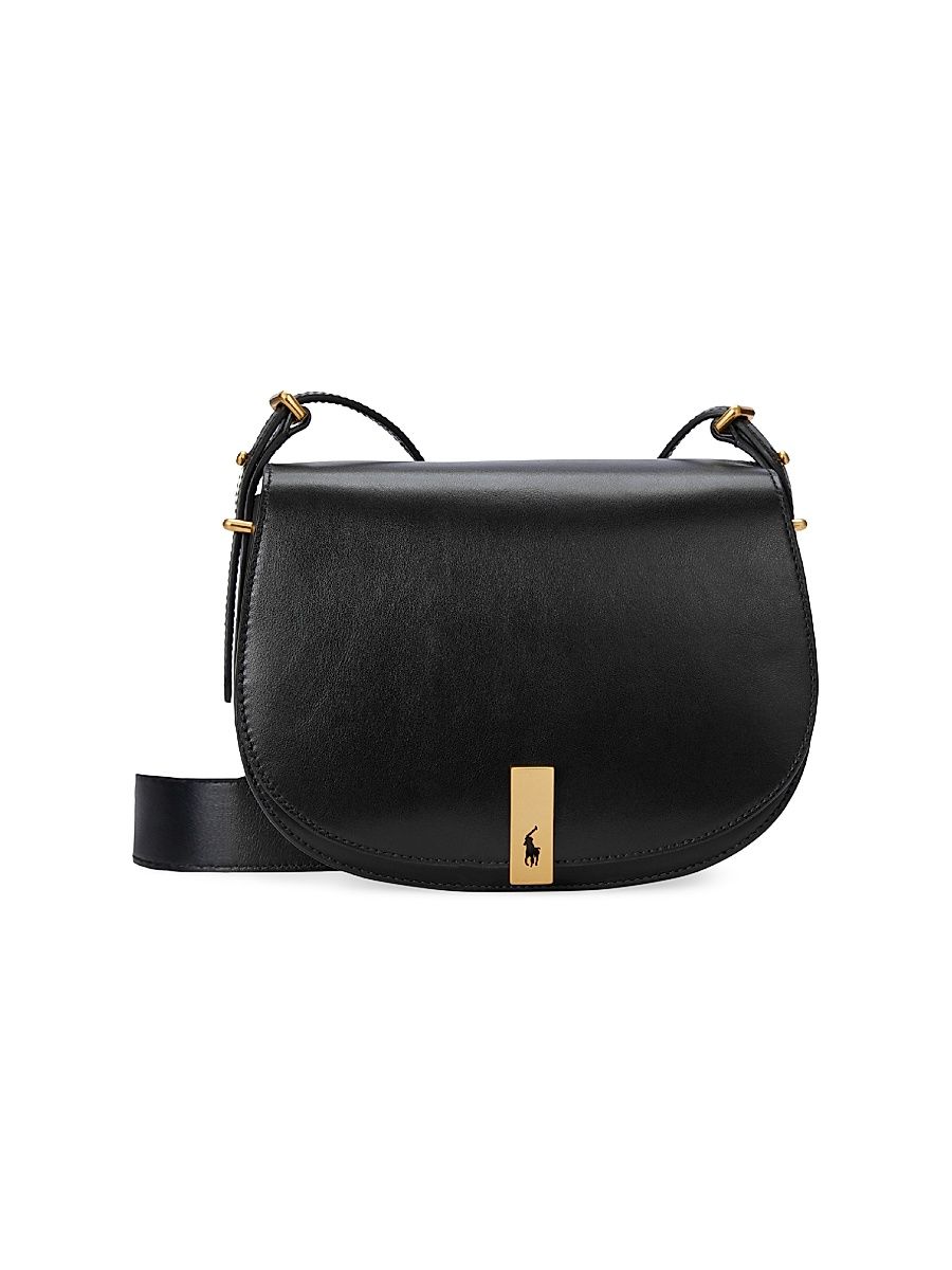 Women's Sport Leather Crossbody Bag - Black