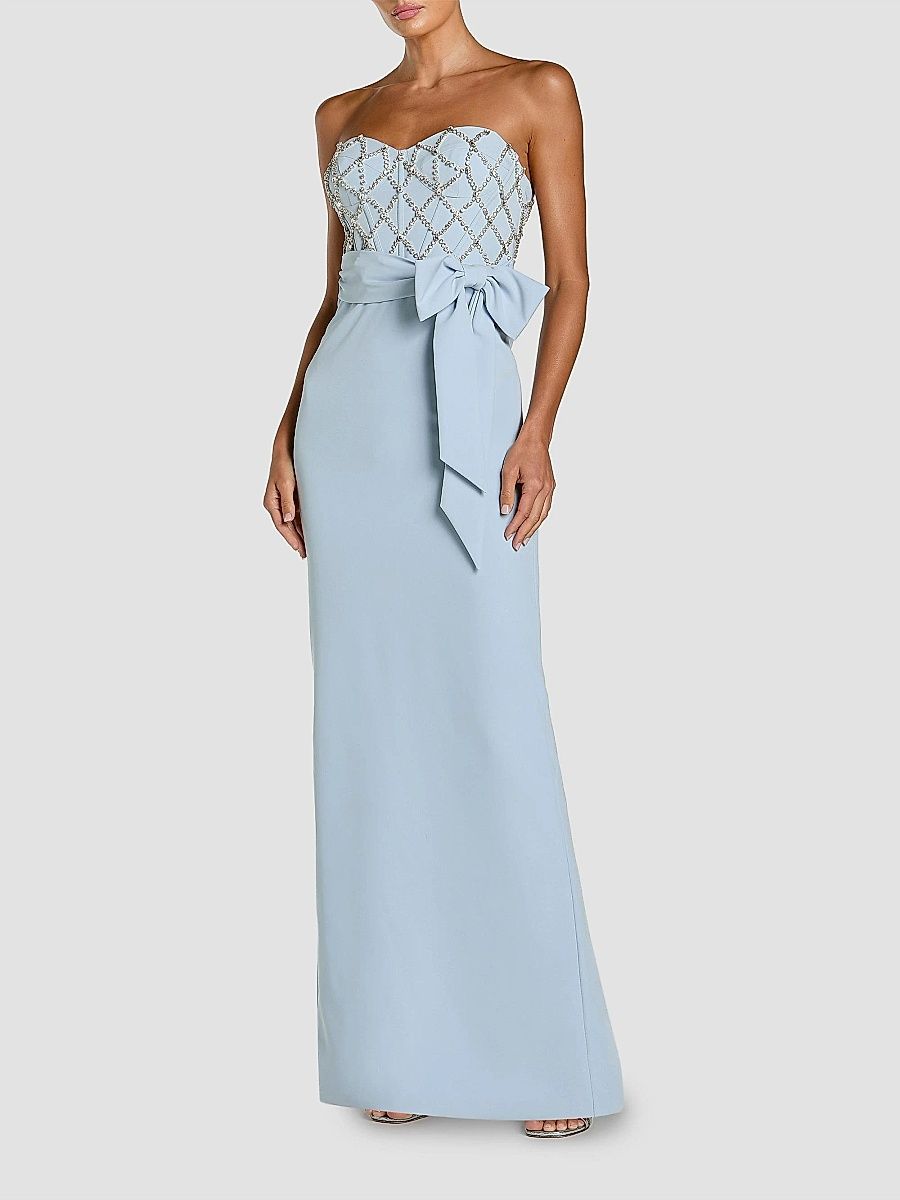 Mac Duggal Women's Crystal-Embellished Crêpe Strapless Bustier Gown - Powder Blue - Size 2