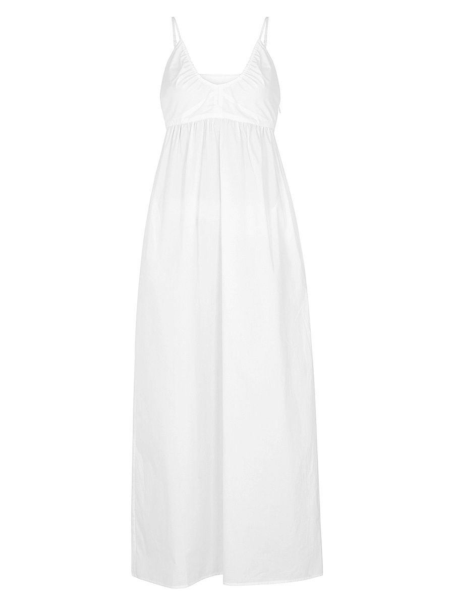 Women's Delphi Cotton Poplin Maxi Dress - White - Size XL
