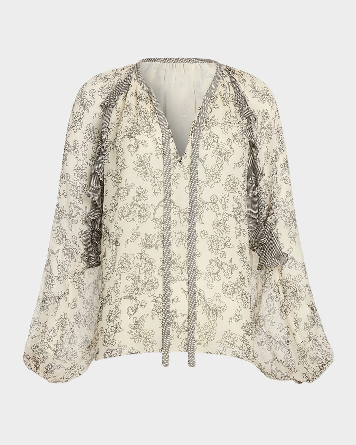 Emily Printed Silk Long-Sleeve Blouse