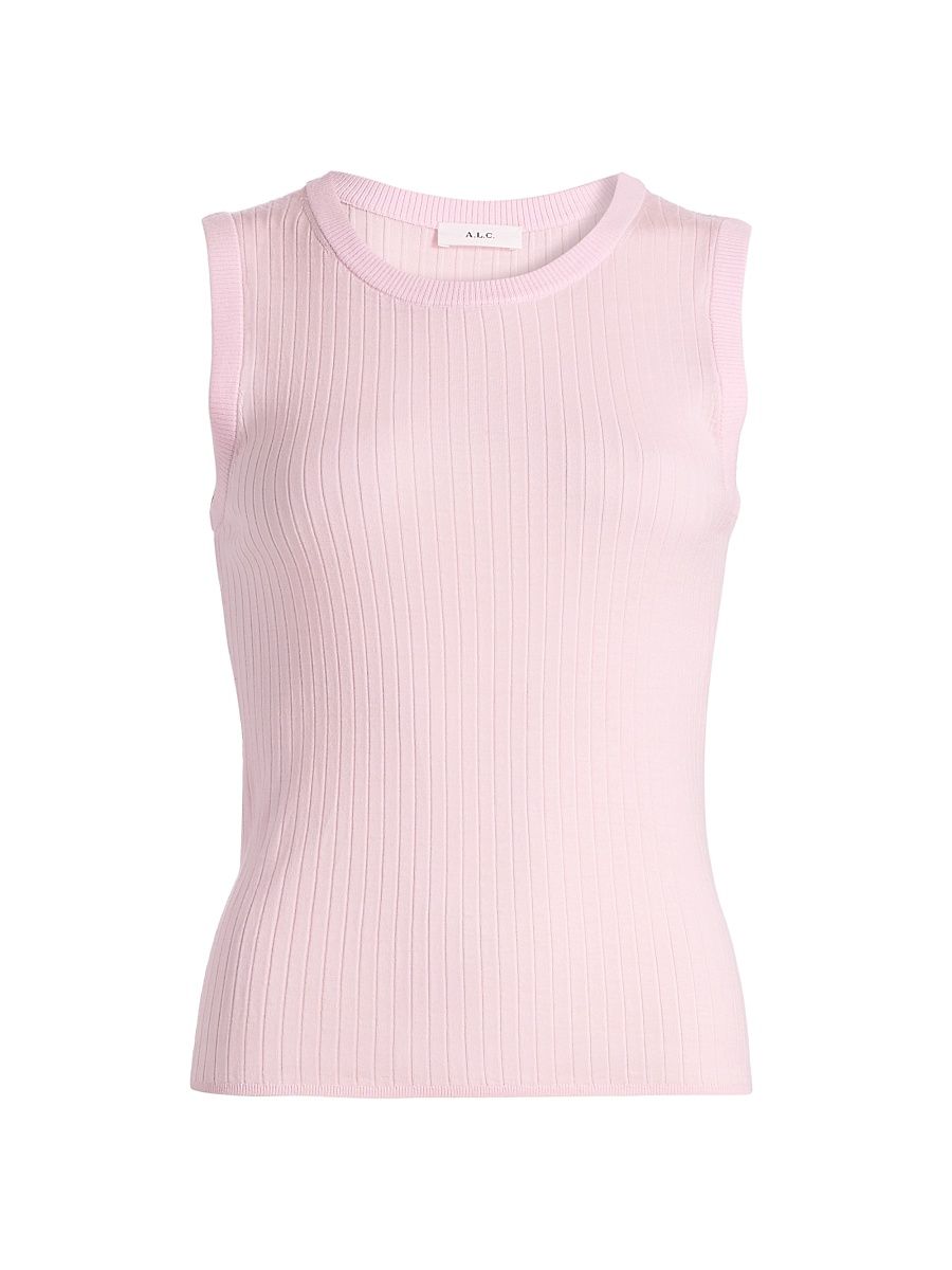 Women's Mick Rib-Knit Merino Wool Sleeveless Top - Cherry Blossom - Size XL