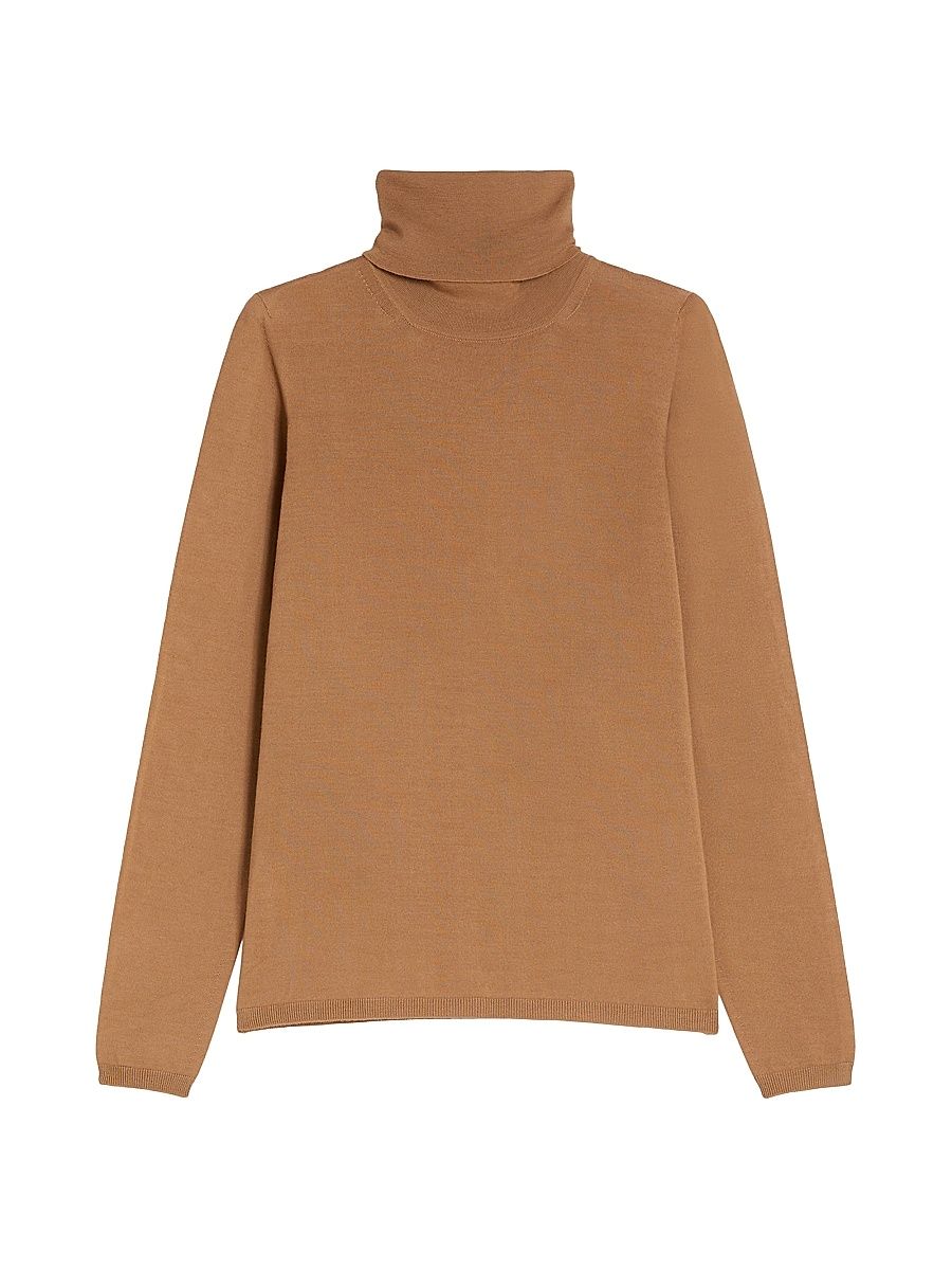 Women's Wool Knit Turtleneck Jumper - Camel - Size XL