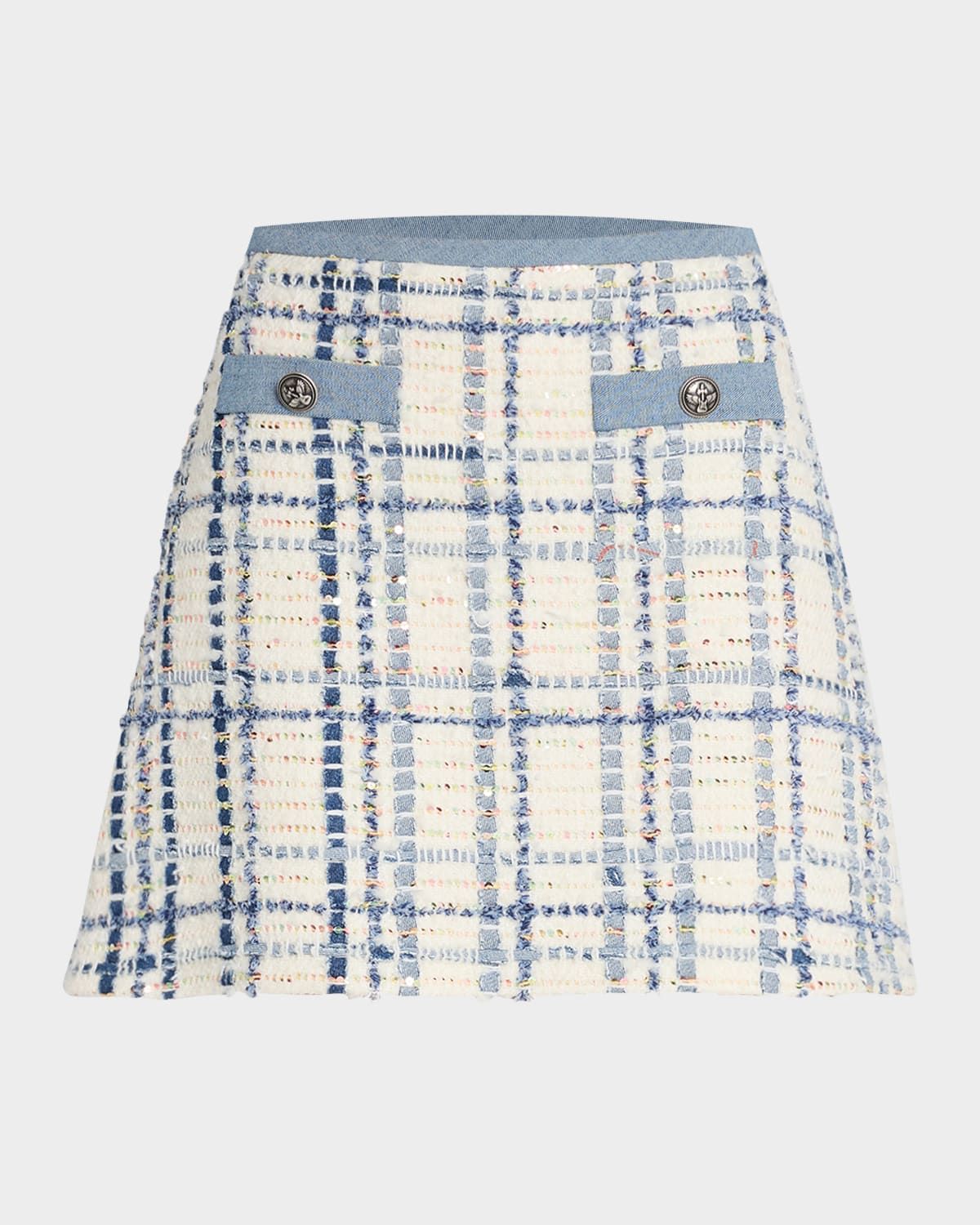 Wool-Blend Paillette Tweed Mini Skirt
