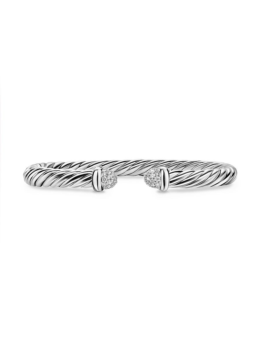 Women's Cable Flex Bracelet in Sterling Silver - Diamond - Size Medium